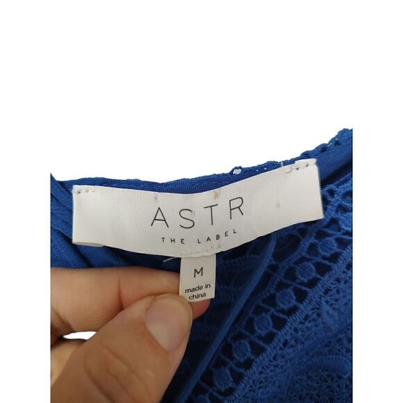 ASTR The Label women's Size Medium Royal Blue Lace Sleeveless Mini Dress Boho - Picture 6 of 10